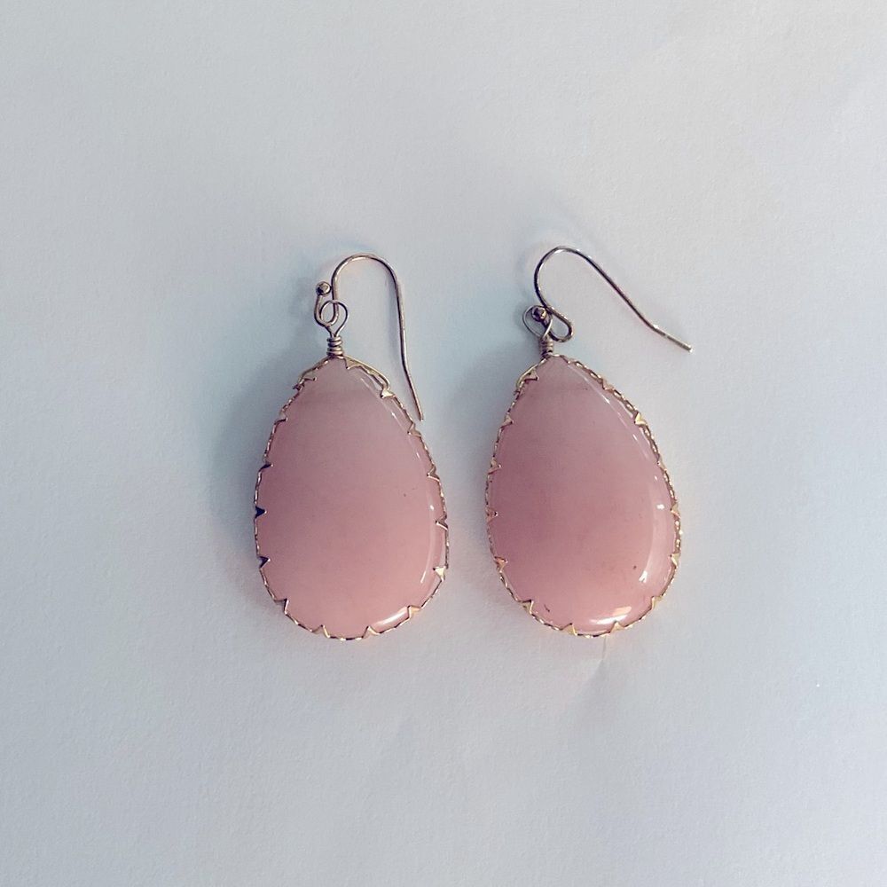 Rose Quartz Gold Dangle Earrings